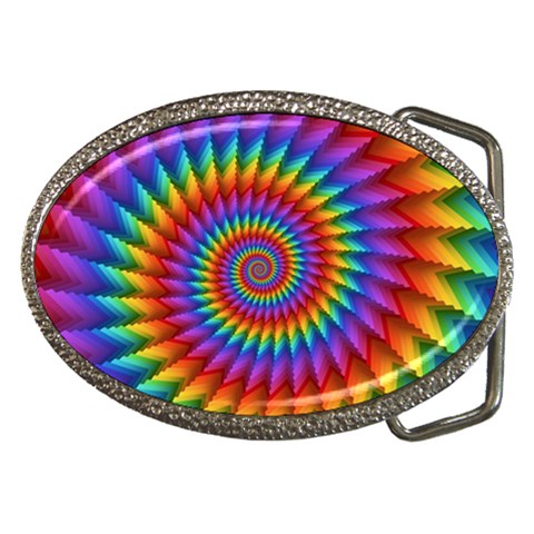 Psychedelic Rainbow Spiral Belt Buckle from ArtsNow.com Front