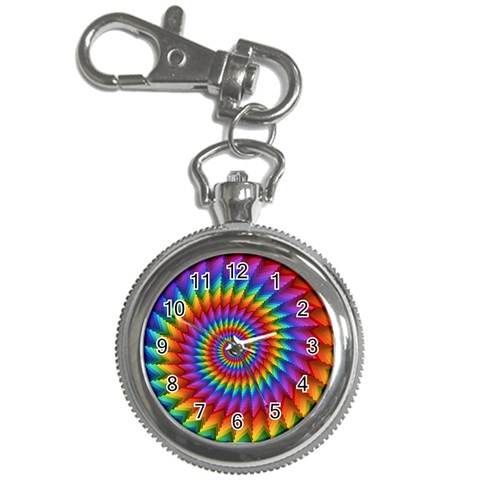 Psychedelic Rainbow Spiral Key Chain Watch from ArtsNow.com Front