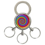 Psychedelic Rainbow Spiral 3-Ring Key Chain