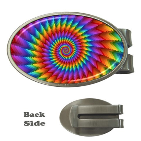 Psychedelic Rainbow Spiral Money Clip (Oval) from ArtsNow.com Front