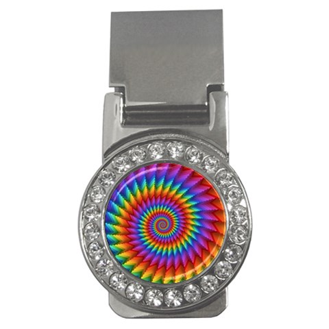 Psychedelic Rainbow Spiral Money Clip (CZ) from ArtsNow.com Front