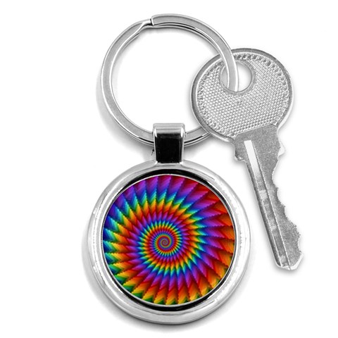 Psychedelic Rainbow Spiral Key Chain (Round) from ArtsNow.com Front