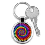 Psychedelic Rainbow Spiral Key Chain (Round)