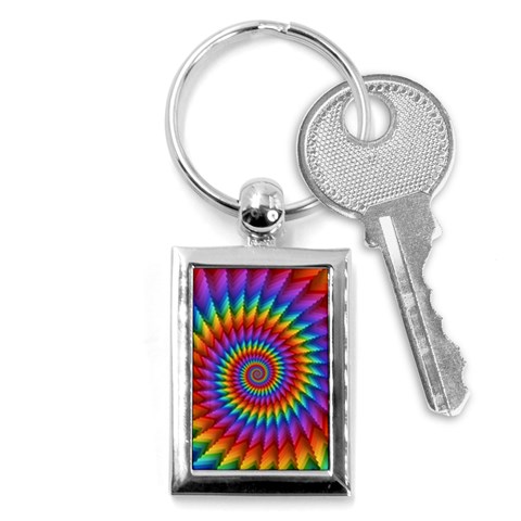 Psychedelic Rainbow Spiral Key Chain (Rectangle) from ArtsNow.com Front