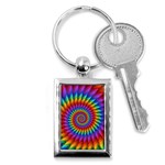 Psychedelic Rainbow Spiral Key Chain (Rectangle)