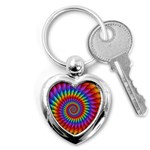 Psychedelic Rainbow Spiral Key Chain (Heart)