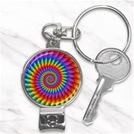 Psychedelic Rainbow Spiral Nail Clippers Key Chain