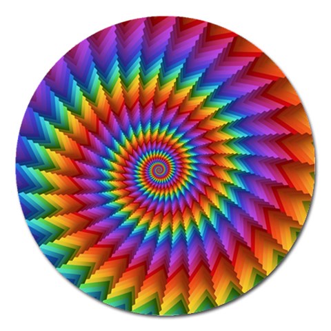 Psychedelic Rainbow Spiral Magnet 5  (Round) from ArtsNow.com Front