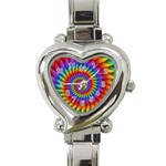 Psychedelic Rainbow Spiral Heart Italian Charm Watch