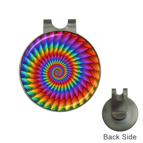 Psychedelic Rainbow Spiral Golf Ball Marker Hat Clip from ArtsNow.com Front