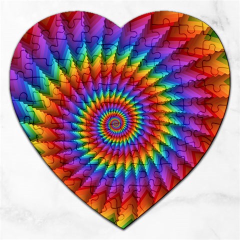 Psychedelic Rainbow Spiral Jigsaw Puzzle (Heart) from ArtsNow.com Front