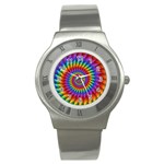 Psychedelic Rainbow Spiral Stainless Steel Watch