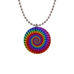 Psychedelic Rainbow Spiral 1  Button Necklace