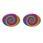 Psychedelic Rainbow Spiral Cufflinks (Oval)