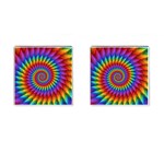 Psychedelic Rainbow Spiral Cufflinks (Square)