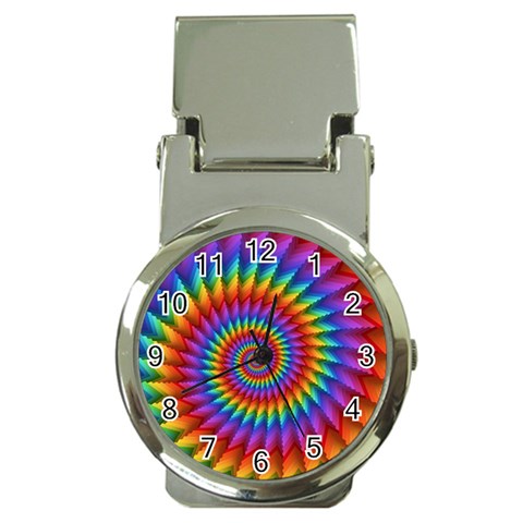 Psychedelic Rainbow Spiral Money Clip Watch from ArtsNow.com Front