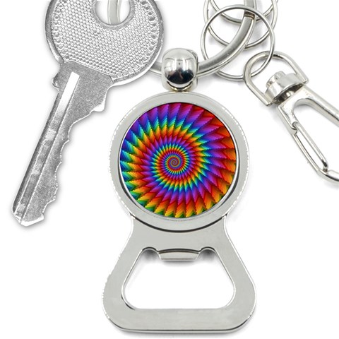 Psychedelic Rainbow Spiral Bottle Opener Key Chain from ArtsNow.com Front