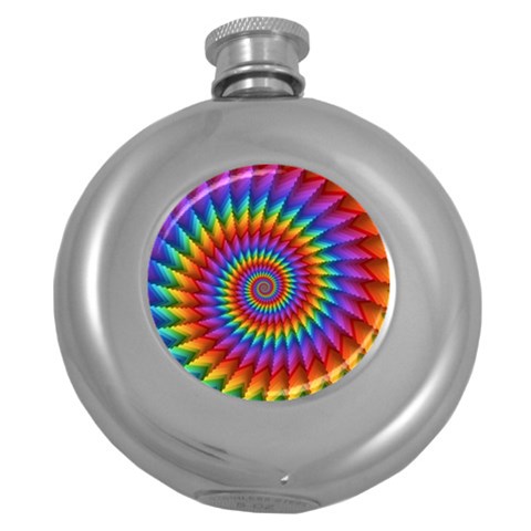 Psychedelic Rainbow Spiral Hip Flask (5 oz) from ArtsNow.com Front