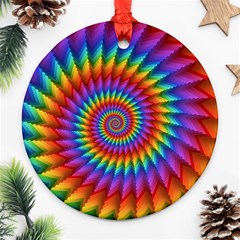 Psychedelic Rainbow Spiral Round Ornament (Two Sides) from ArtsNow.com Front