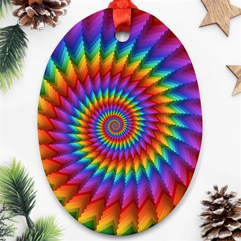 Psychedelic Rainbow Spiral Oval Ornament (Two Sides) from ArtsNow.com Front