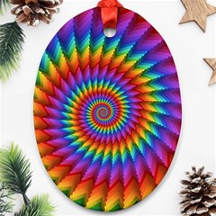 Psychedelic Rainbow Spiral Oval Ornament (Two Sides) from ArtsNow.com Front