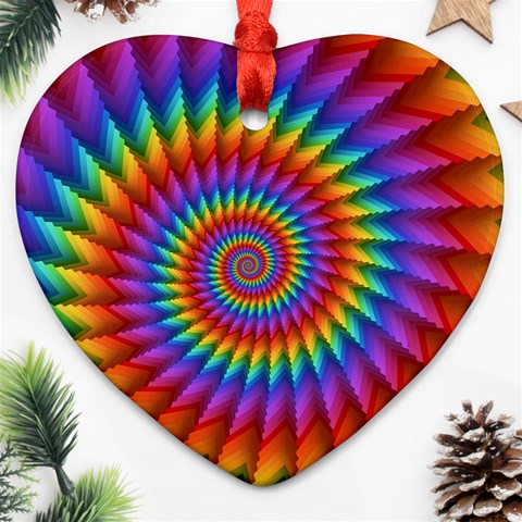 Psychedelic Rainbow Spiral Heart Ornament (Two Sides) from ArtsNow.com Front