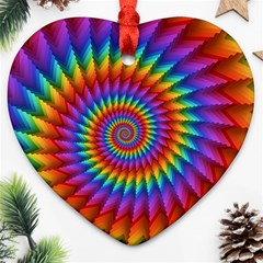 Psychedelic Rainbow Spiral Heart Ornament (Two Sides) from ArtsNow.com Front