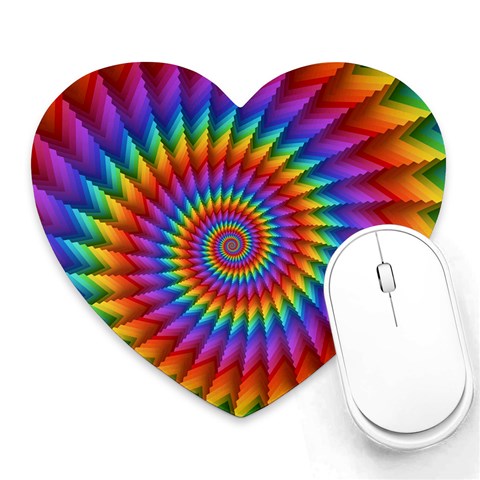 Psychedelic Rainbow Spiral Heart Mousepad from ArtsNow.com Front