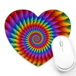 Psychedelic Rainbow Spiral Heart Mousepad