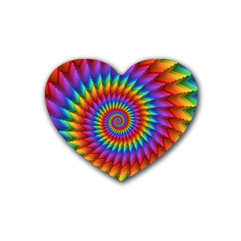 Psychedelic Rainbow Spiral Rubber Coaster (Heart) from ArtsNow.com Front