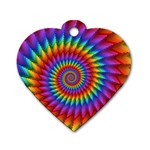 Psychedelic Rainbow Spiral Dog Tag Heart (One Side)