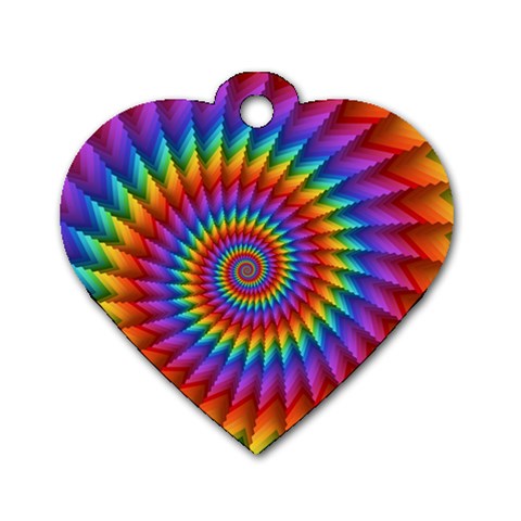 Psychedelic Rainbow Spiral Dog Tag Heart (Two Sides) from ArtsNow.com Front