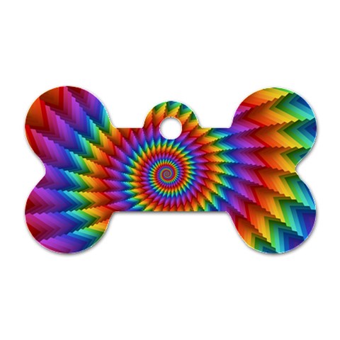 Psychedelic Rainbow Spiral Dog Tag Bone (One Side) from ArtsNow.com Front