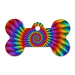 Psychedelic Rainbow Spiral Dog Tag Bone (One Side)