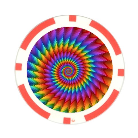 Psychedelic Rainbow Spiral Poker Chip Card Guard from ArtsNow.com Front