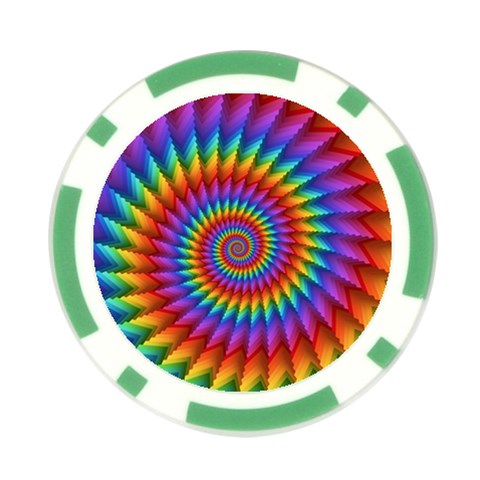 Psychedelic Rainbow Spiral Poker Chip Card Guard from ArtsNow.com Front