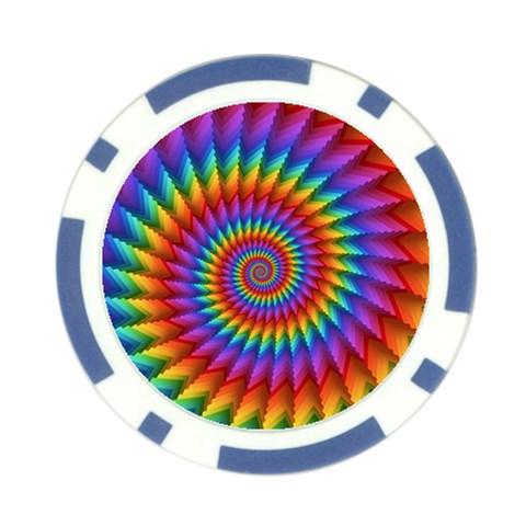 Psychedelic Rainbow Spiral Poker Chip Card Guard from ArtsNow.com Front