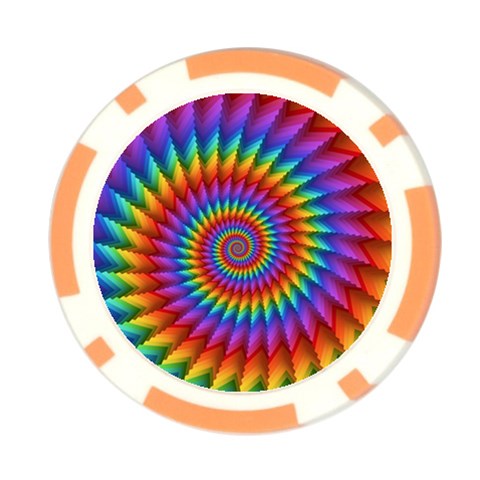 Psychedelic Rainbow Spiral Poker Chip Card Guard from ArtsNow.com Front