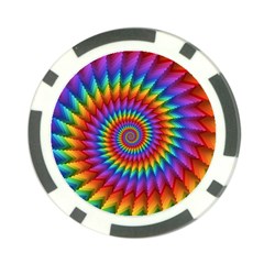 Psychedelic Rainbow Spiral Poker Chip Card Guard from ArtsNow.com Front