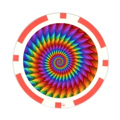 Psychedelic Rainbow Spiral Poker Chip Card Guard from ArtsNow.com Front