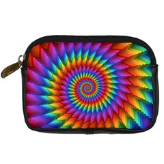 Psychedelic Rainbow Spiral Digital Camera Leather Case from ArtsNow.com Front