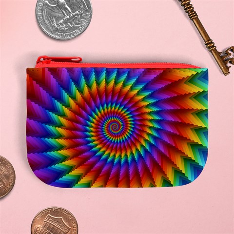 Psychedelic Rainbow Spiral Mini Coin Purse from ArtsNow.com Front