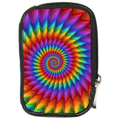 Psychedelic Rainbow Spiral Compact Camera Leather Case from ArtsNow.com Front