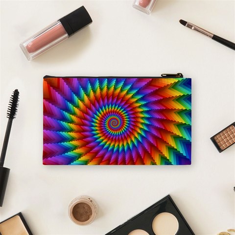 Psychedelic Rainbow Spiral Cosmetic Bag (Small) from ArtsNow.com Back