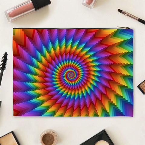 Psychedelic Rainbow Spiral Cosmetic Bag (XL) from ArtsNow.com Back