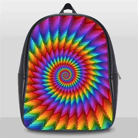 Psychedelic Rainbow Spiral School Bag (Large) from ArtsNow.com Front