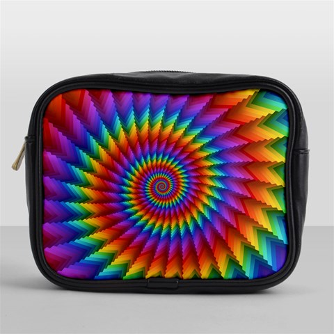 Psychedelic Rainbow Spiral Mini Toiletries Bag (One Side) from ArtsNow.com Front