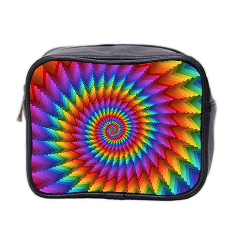 Psychedelic Rainbow Spiral Mini Toiletries Bag (Two Sides) from ArtsNow.com Front