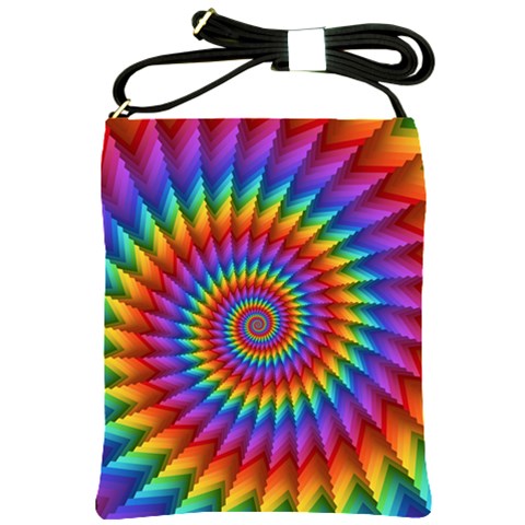 Psychedelic Rainbow Spiral Shoulder Sling Bag from ArtsNow.com Front