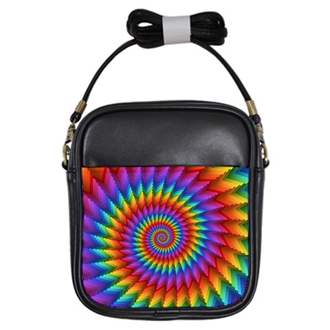 Psychedelic Rainbow Spiral Girls Sling Bag from ArtsNow.com Front